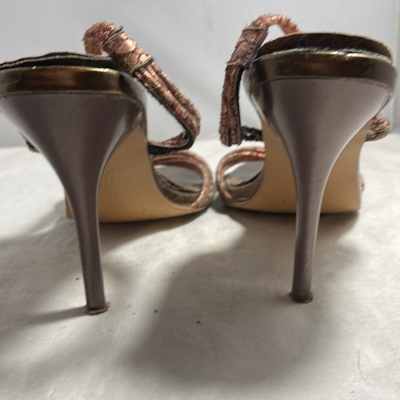 Michael Antonio Bronze Metalic Open toe knot slingback heels Size 9 - Picture 14 of 14
